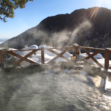 湯気と露天風呂