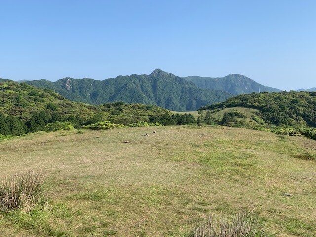 入道ヶ岳山頂から鎌ヶ岳を望む